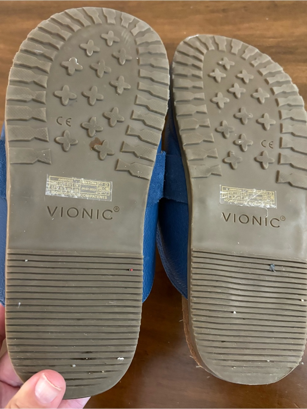 Vionic Ambrosia Blue Leather Slip On Mules Clogs Shoes Womens Size 8.5 Casual - Picture 7 of 8
